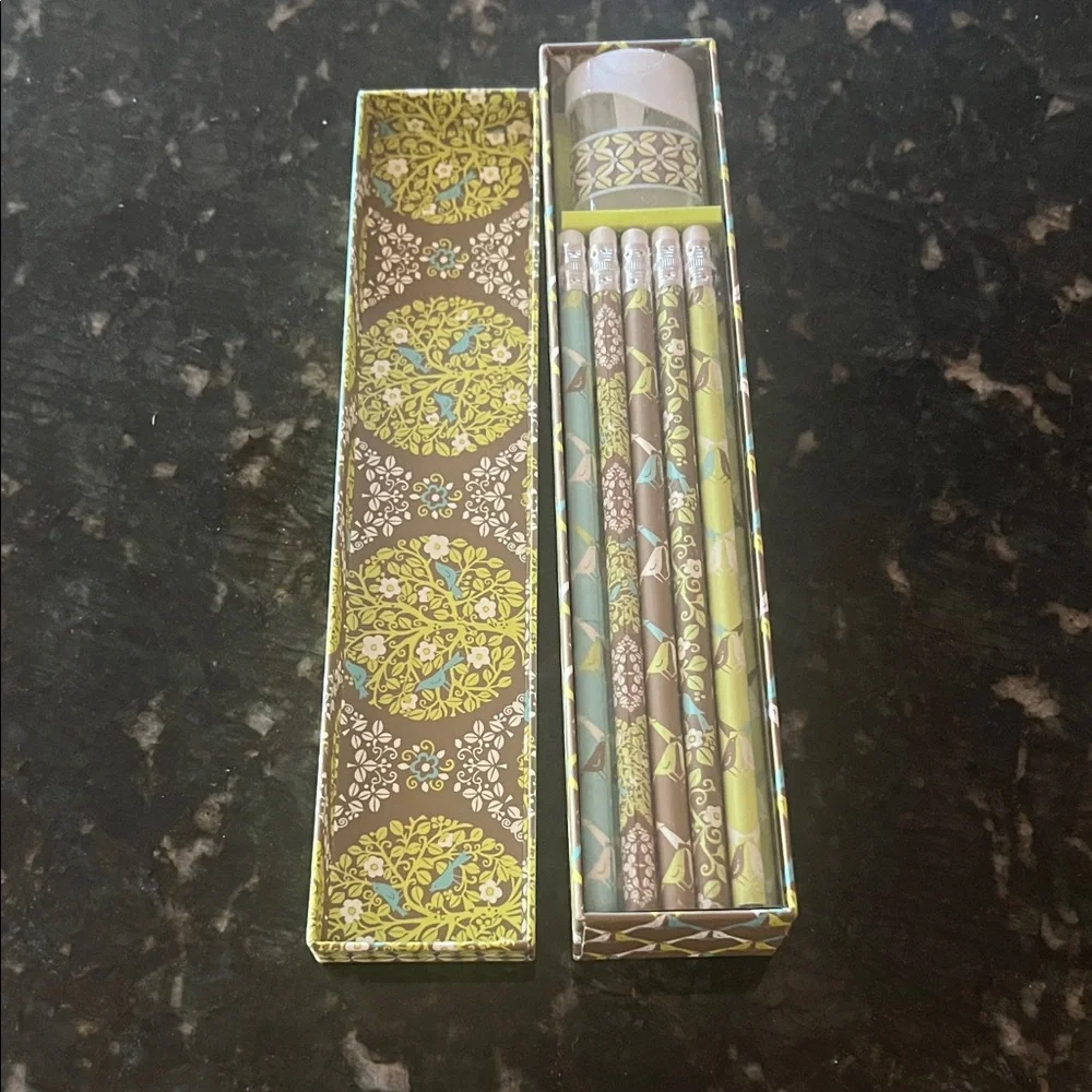 Vera Bradley Floral Pencil Case Set - Yellow, Blue, Brown